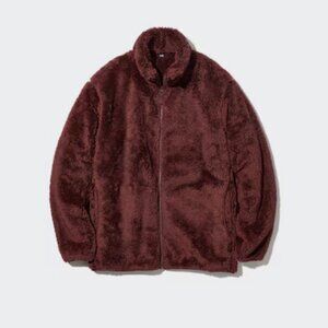 Uniqlo Men's Fluffy Yarn Fleece Full-Zip Jacket | Wine Color | Size Small
